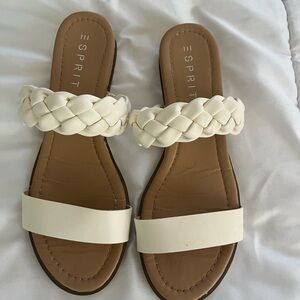 Esprit double strap braided slide sandal, size 9. Very small 1/2 inch wedge.